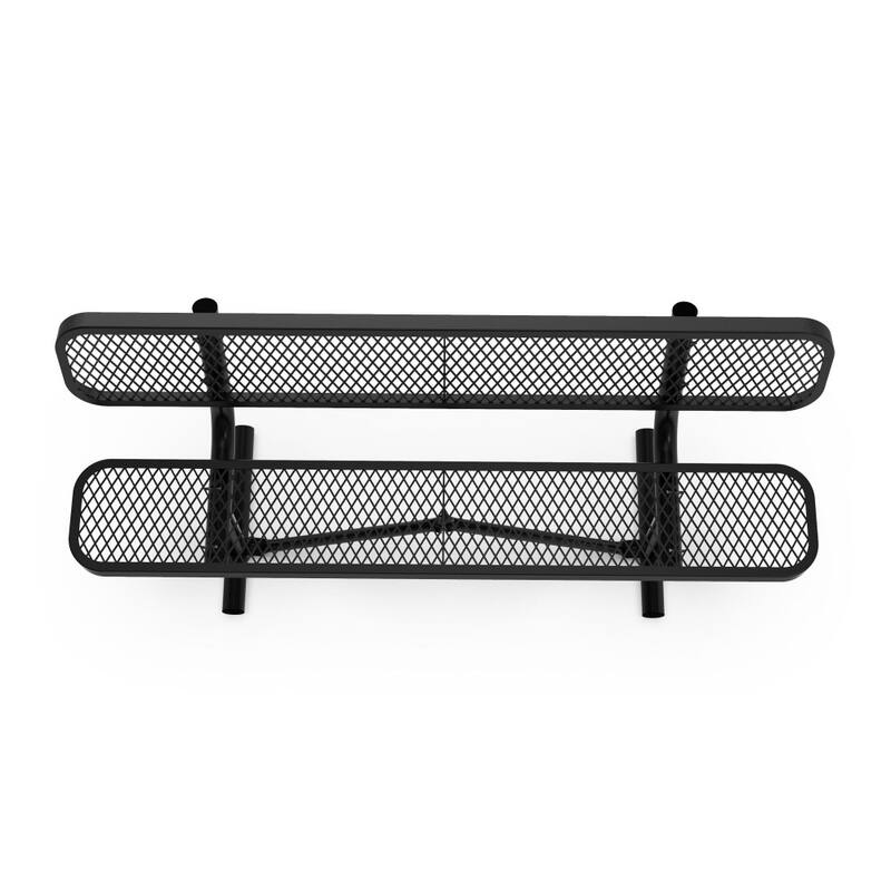 Commercial Grade Expanded Mesh Metal Outdoor Bench with Backrest