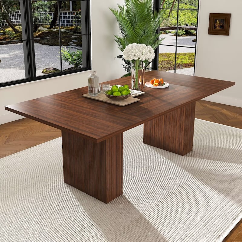 78" Dining Table with Storage Base in Natural Wood Veneer