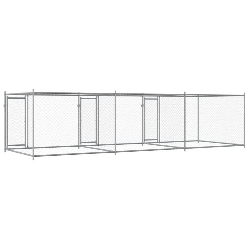 vidaXL Dog Cage Grey Galvanized Steel Durable Dog Cage