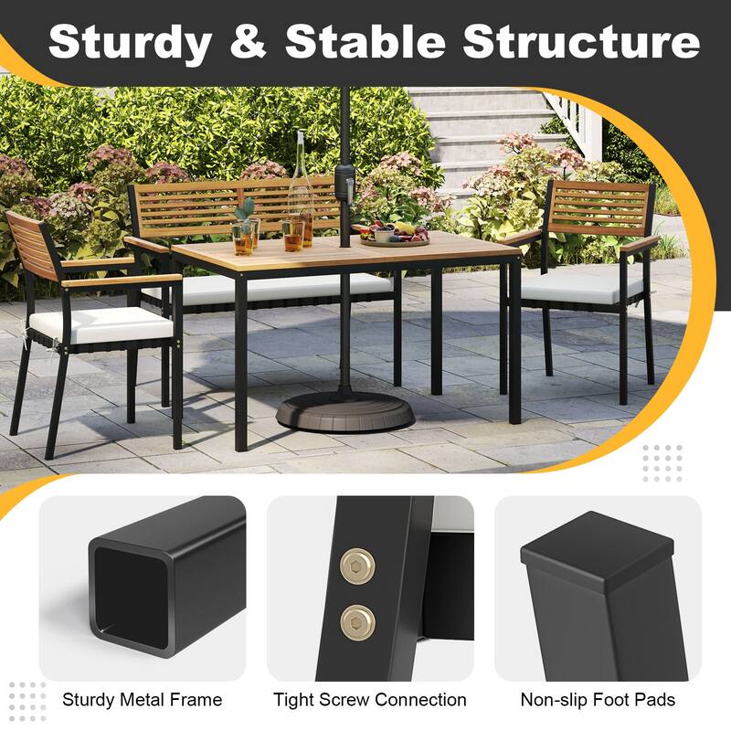 Costway 4 PCS Patio Furniture Set with Acacia Wood & Metal Frame - See Details