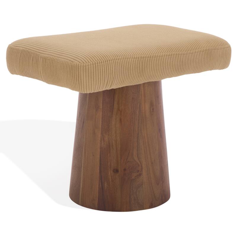 SAFAVIEH Couture Bennato Wood Base Ottoman
