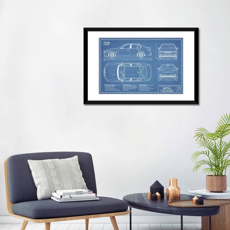 iCanvas "BMW M3 (F80) Blueprint" by Action Blueprints