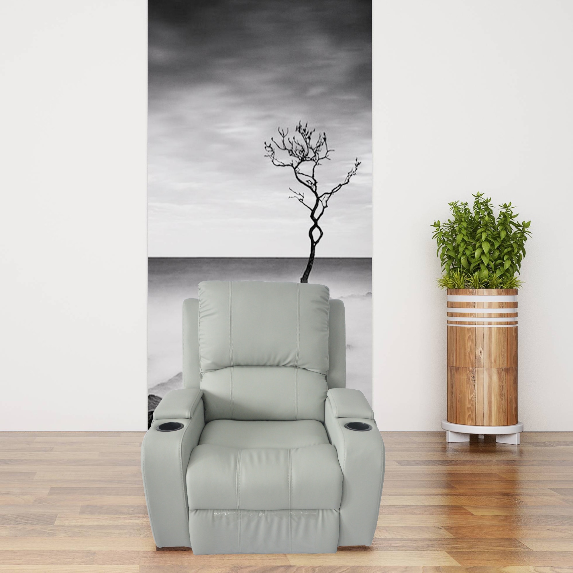 Leather Recliner Chair And Living Room Sofa Armrest With Storage