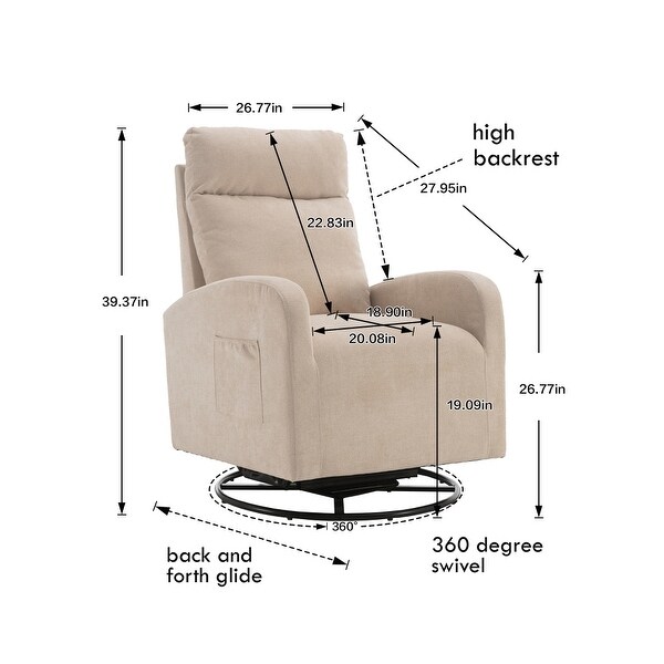 Upholstered swivel best sale rocking chair