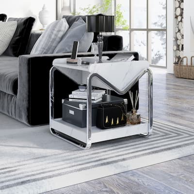 DH BASIC Contemporary 22-inch Metal 3-shelf End Table by Denhour