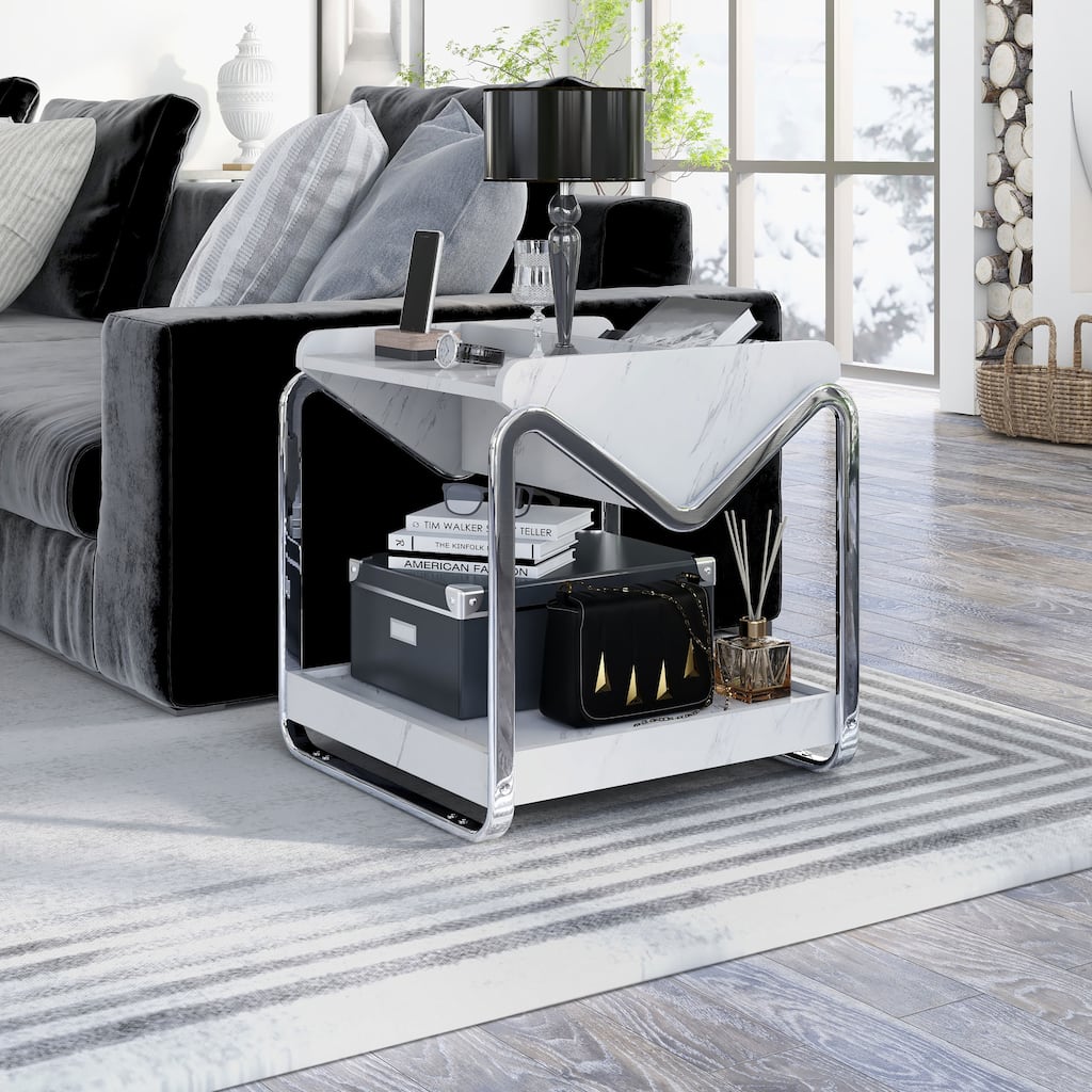 DH BASIC Contemporary 22-inch Metal 3-shelf End Table by Denhour