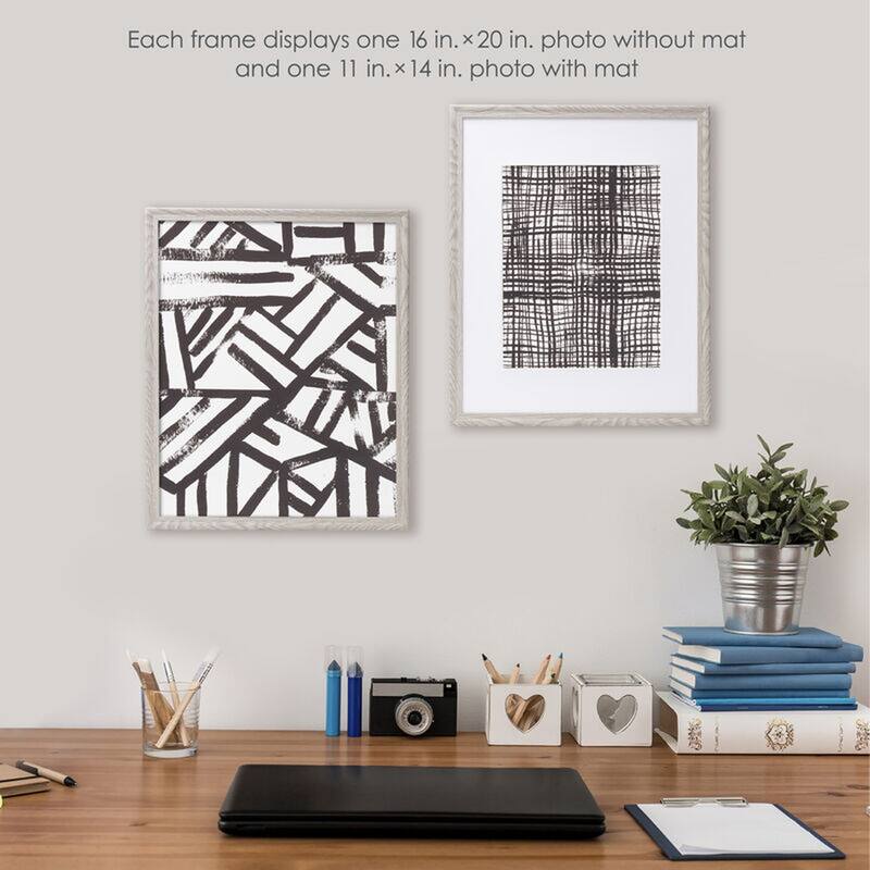 Melannco Set of 2 Matted Gray Frames 16X20