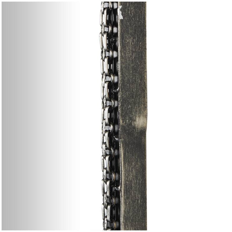 Wooden Room Wall Mirror with Double Layered Linked Chain Frame - Silver - Roche River Decor
