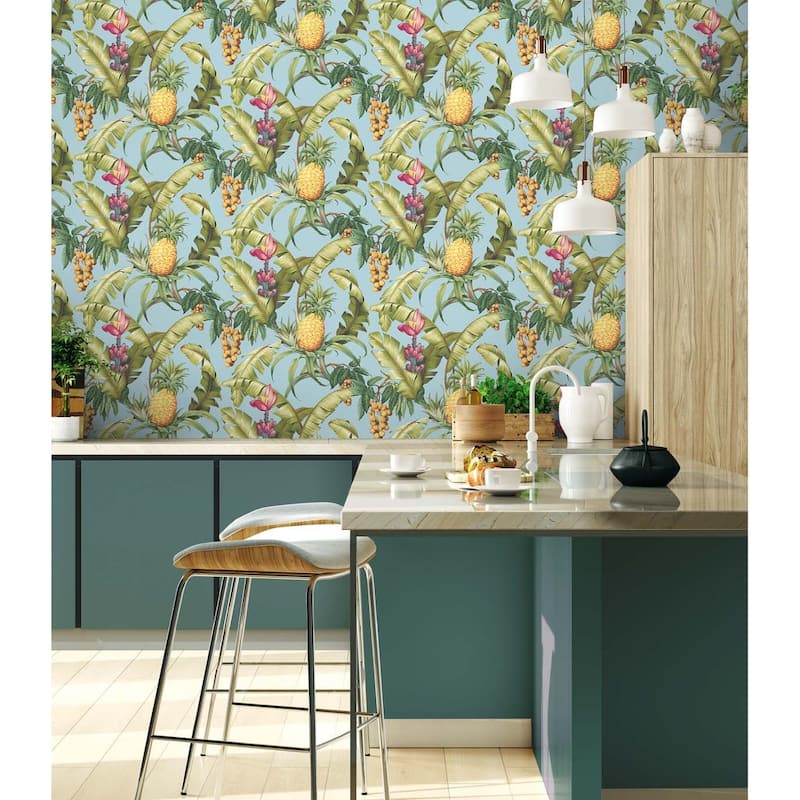 NextWall Pineapple Floral Peel and Stick Wallpaper