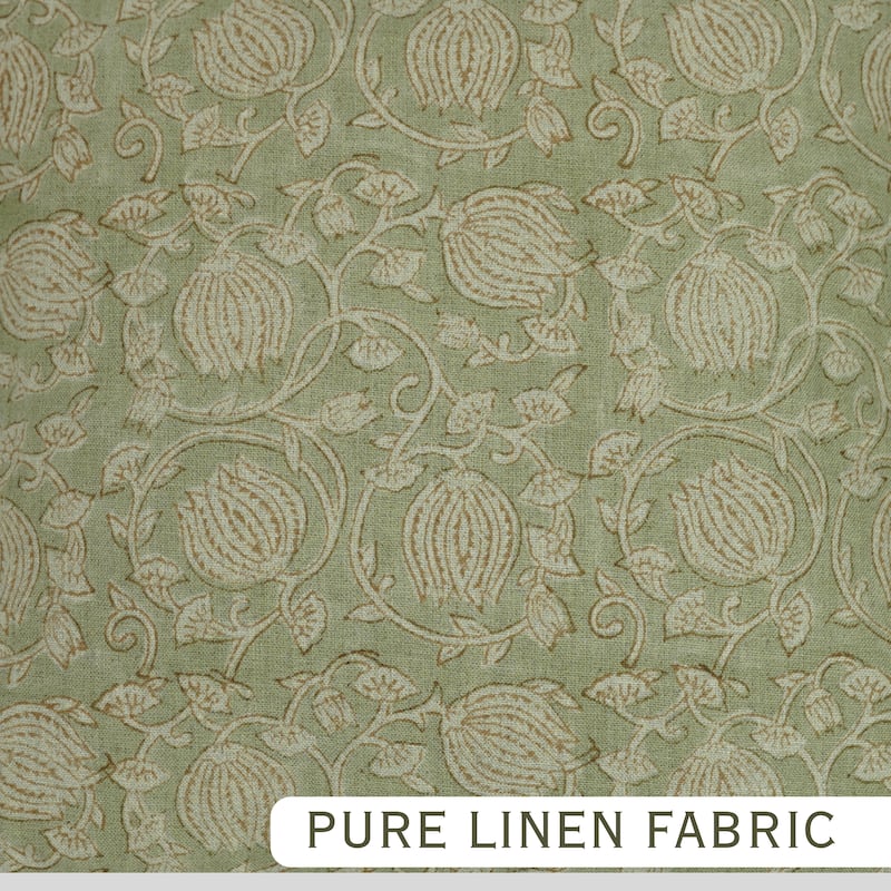 Fabdivine Handmade Block Print Floral Frill Both Side Soft Boho Pure Linen Pillow Cover