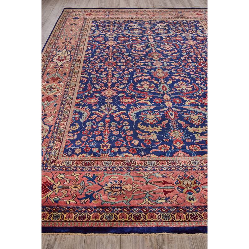 EXQUISITE RUGS ONE-OF-A-KIND Antique Weave Mohajeran Hand Knotted Blue Rug - 10'x14'