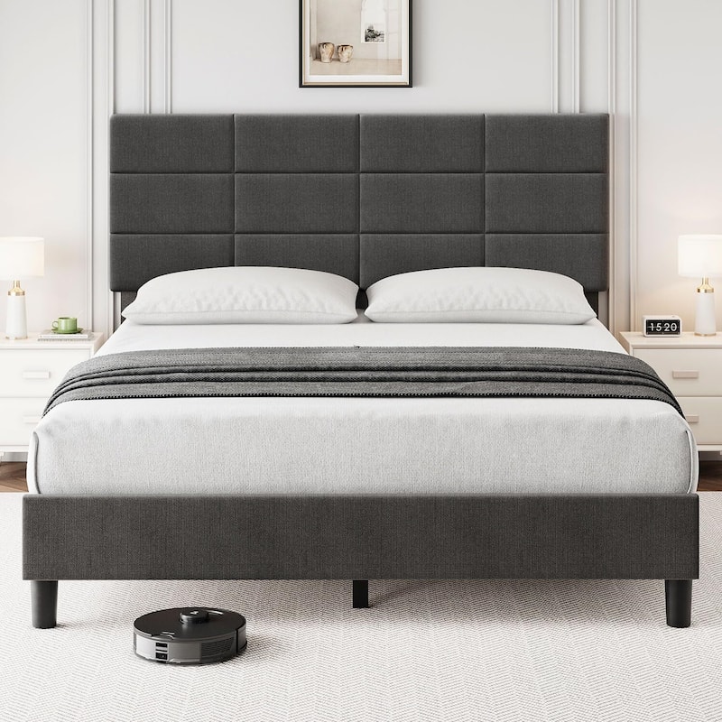 Bed Frame with Headboard - Grey - Full