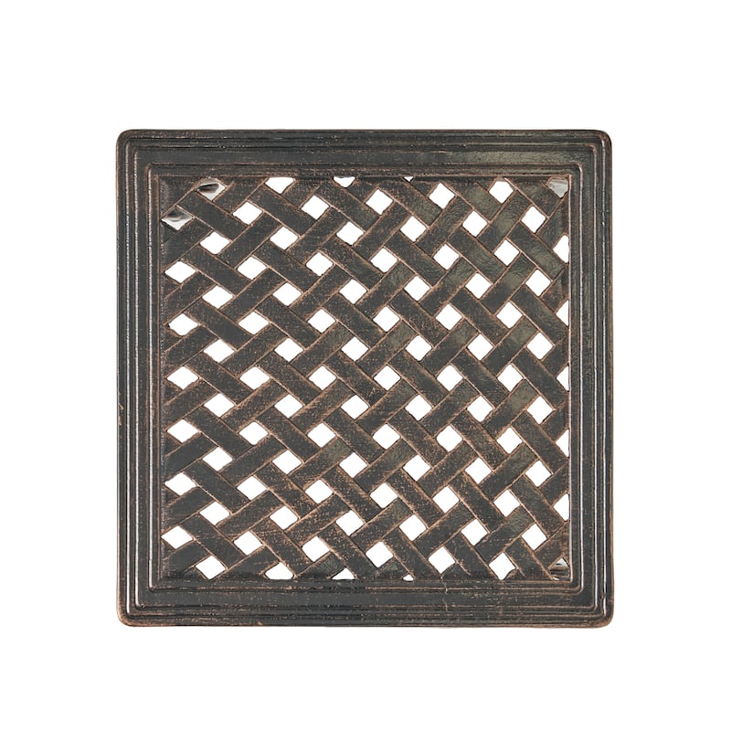Roomfitters Cast Aluminum Outdoor Side Table Set of 2, Weather Resistant Patio Accent Tables with Lattice Design, Bronze