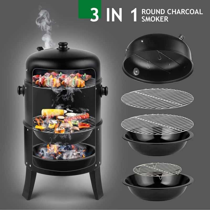 80*41*48cm Iron Spray Smoker Carbon Grill Black