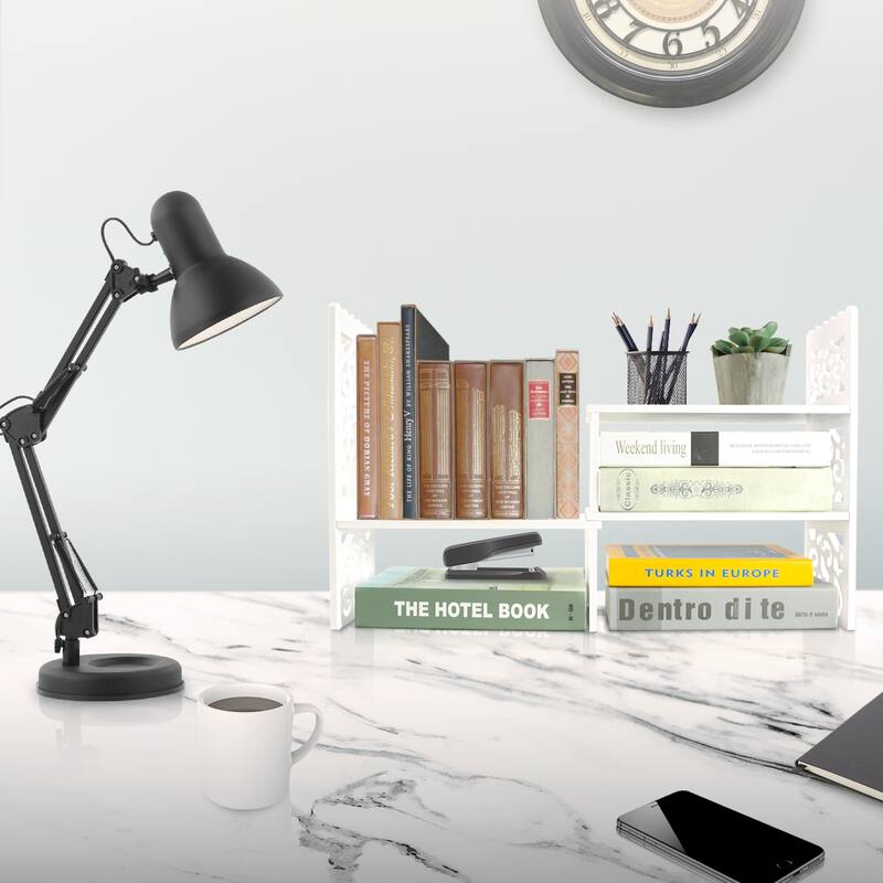 Retro 3-Compartment White Wood Desk Organizer