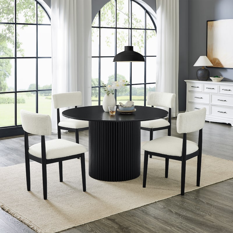 Roundhill Furniture Henriet 5-Piece Round Dining Set, Black
