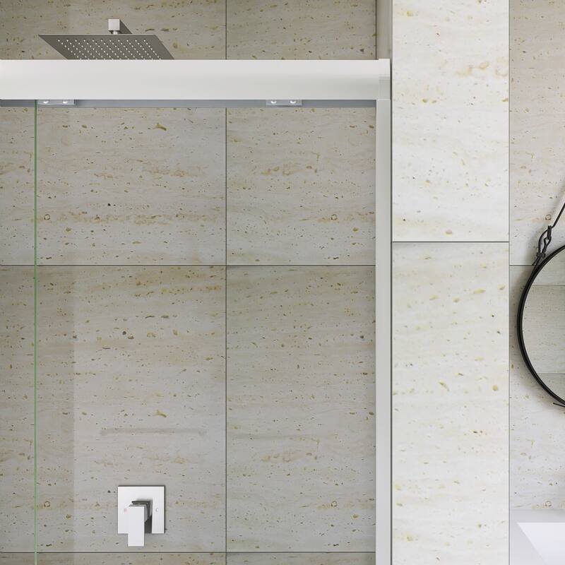 Double Sliding Framed Shower Door in Matte Black Finish