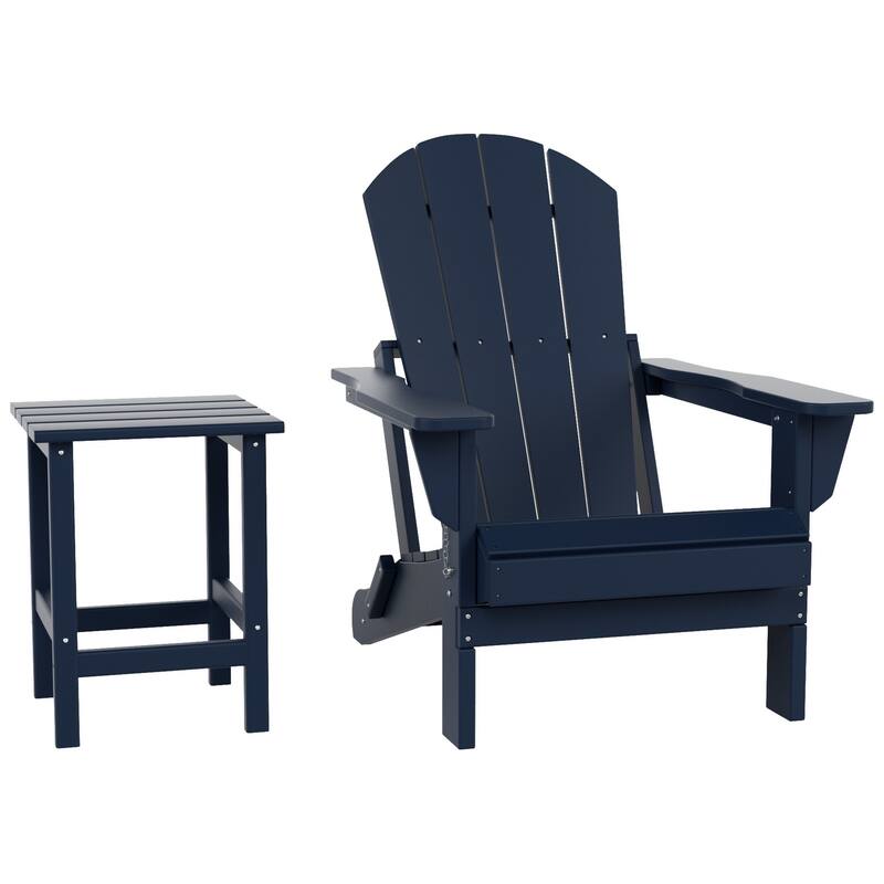 POLYTRENDS Laguna All Weather Poly Outdoor Patio Adirondack Chair - with Round Side Table (2-Piece)