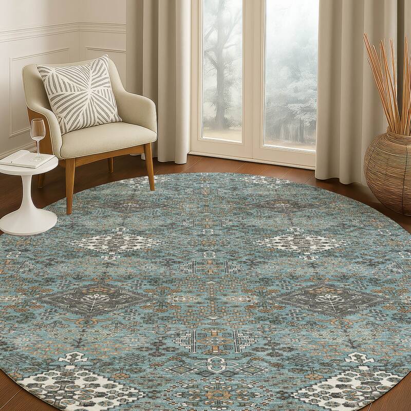 Machine Washable Indoor/ Outdoor Global Flory Chantille Rug