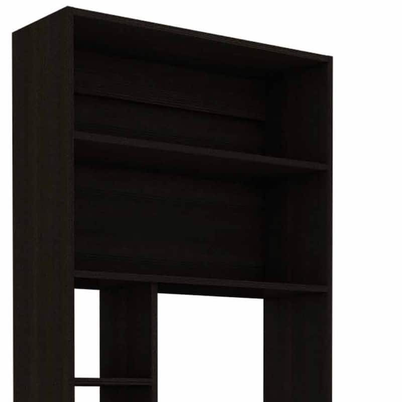 Modern Black Computer Desk with Hutch 71”H Wood Office Workstation with 4 Shelves and Storage