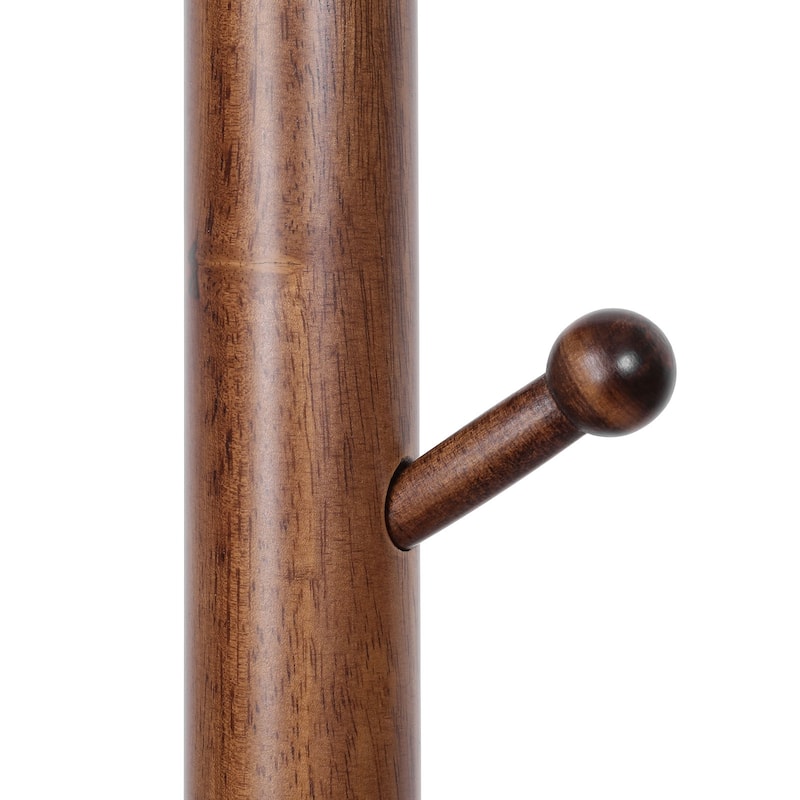Tree-branch Rubberwood Freestanding Coat Rack with Hooks