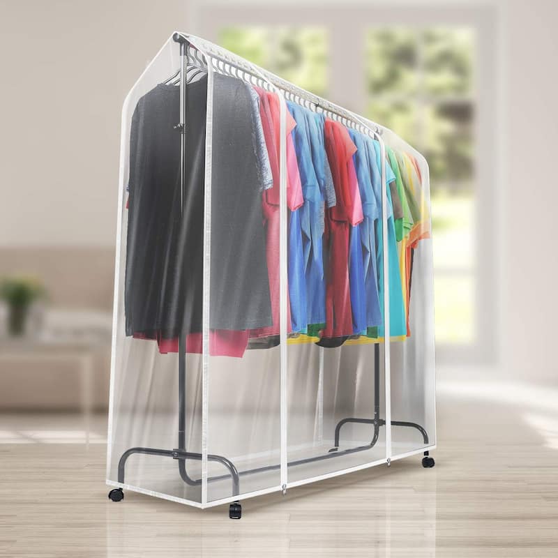 6 Ft Transparent Clothes Rail Cover Gament Coat Hanger Protector Storage