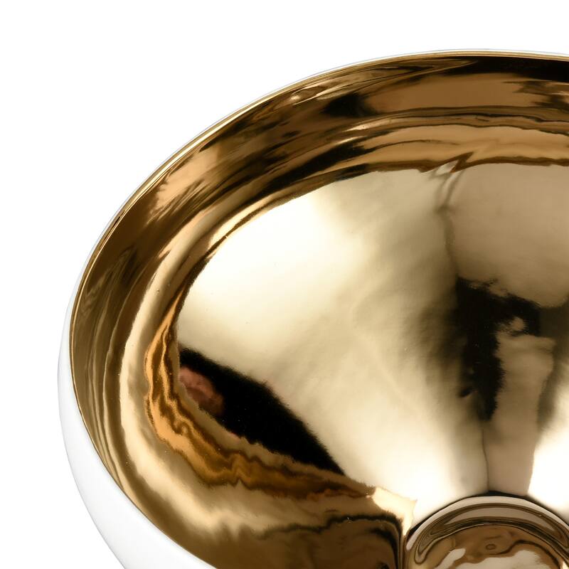 Elk Home Greer Bowl - Tall White and Gold Glazed
