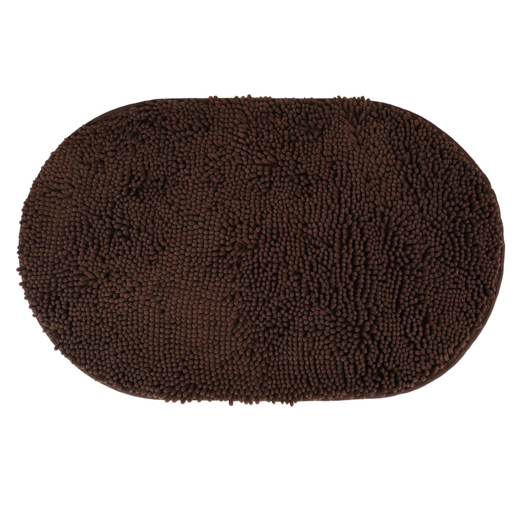 Oval Plush Bath Mat, Soft Non Slip Absorbent Rug, Rubber Backing Quick Dry Rugs for Shower Floor, Bathroom Decor