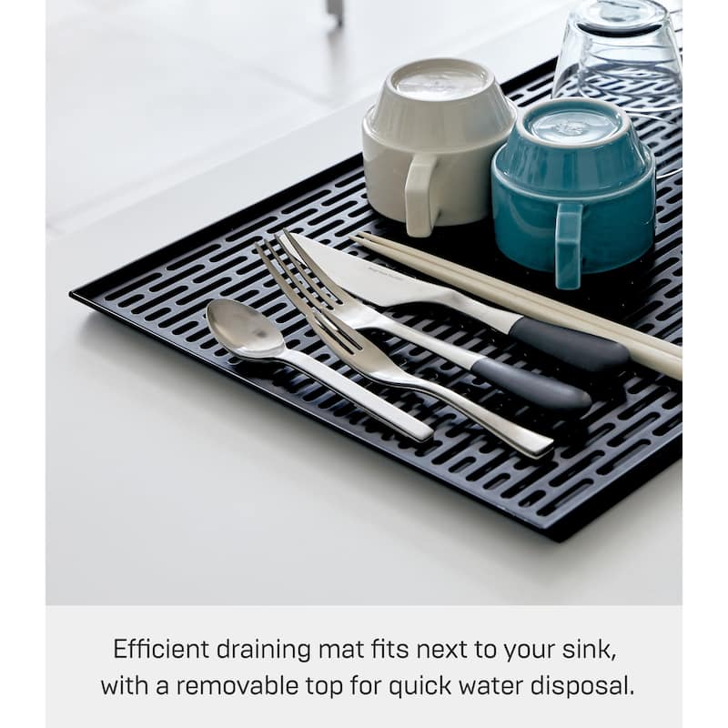 Yamazaki Home Dish Drainer Tray, ABS Plastic - L 12.09 x W 16.73 x H 0.59 inches