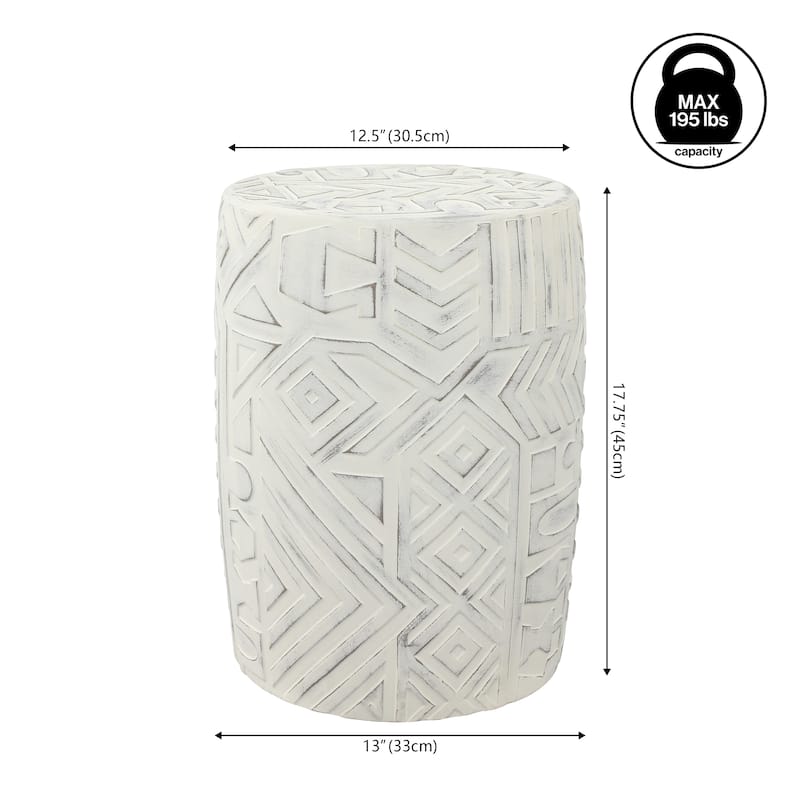 Yoli 17.75" Transitional Bohemian Geometric Drum Garden Stool, by JONATHAN Y