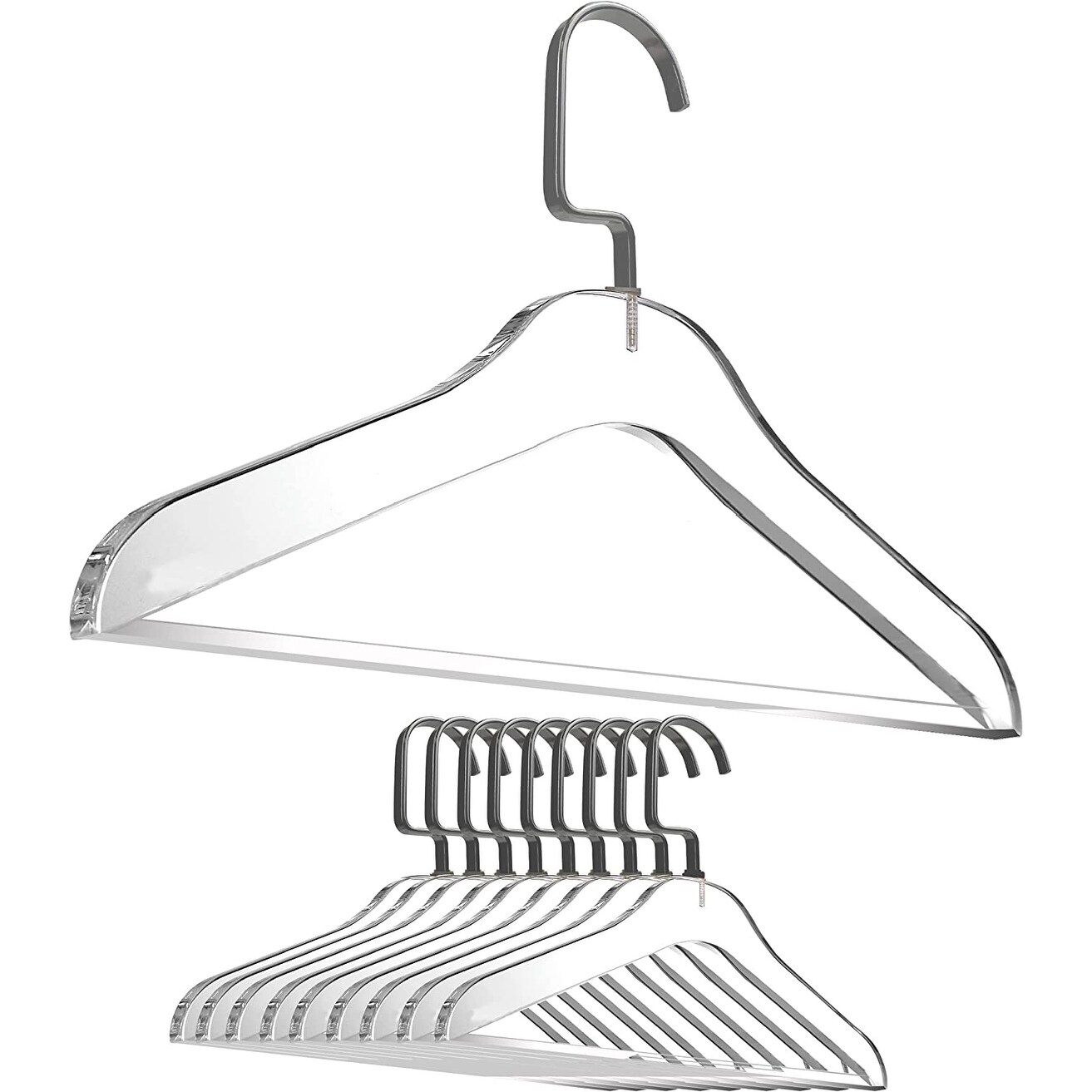 DesignStyles Clear Acrylic Clothes Hangers - 10 Pk - Shiny Black