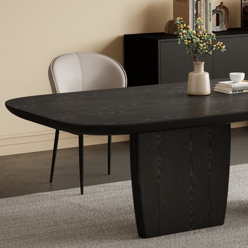 78.74" Mid Century Modern Black/ Brown Dining Table, Rectangular Dining Table ,Solid Wood for 6-8