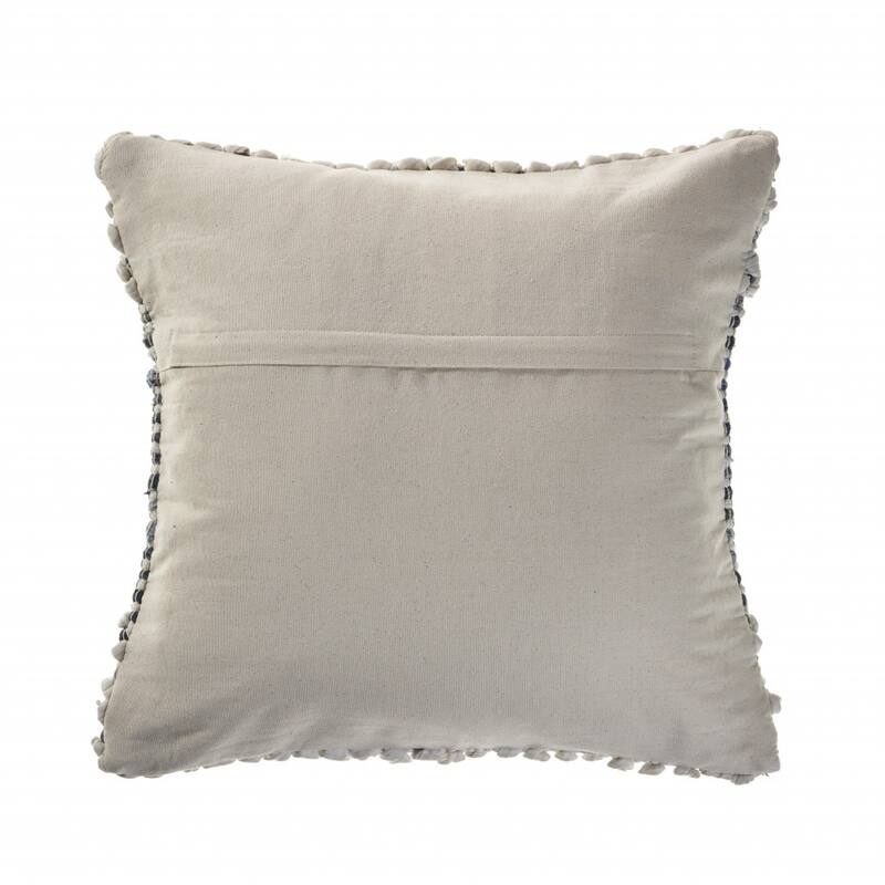 HomeRoots 18" X 18" Blue And Ivory 100% Cotton Geometric Zippered Pillow