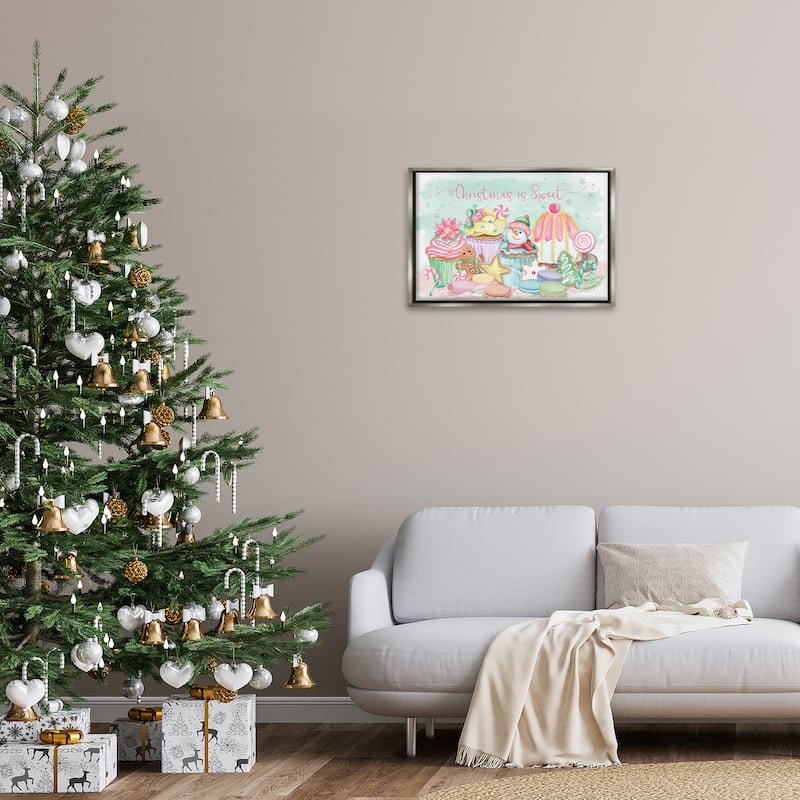Stupell Christmas Is Sweet Festive Desserts Framed Floater Canvas Wall Art Design By Mollie B.