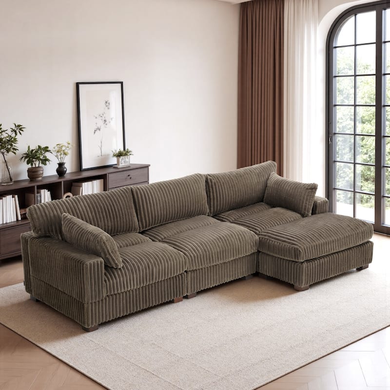 Oversized Plush Modular Sectional Sofa Couch with Ottoman