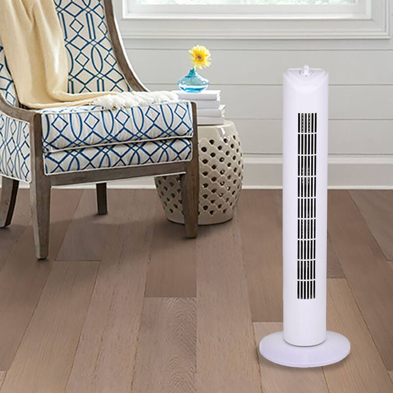 32 Inch Easy Dial Control Oscillating Tower Fan in White