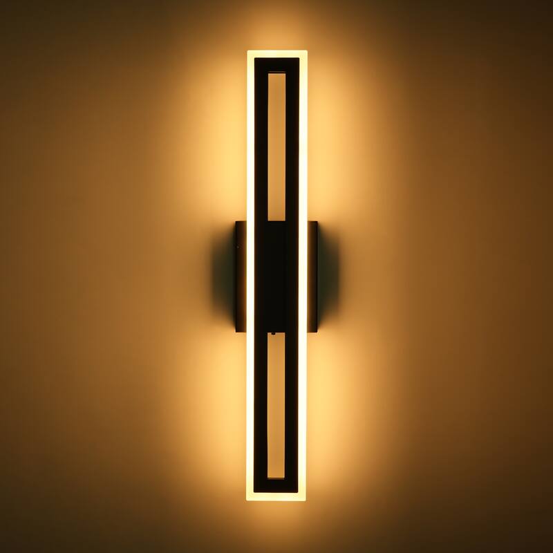 23.6 in. 1-Light Matte Black Linear Rectangular Strip Color Changing Integrated LED Bathroom Vanity Light