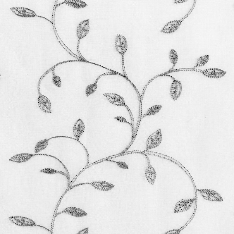 No. 918 Francine Embroidered Foliage Semi-Sheer Rod Pocket 2-Piece Kitchen Curtain Tier Pair - 54" x 36"