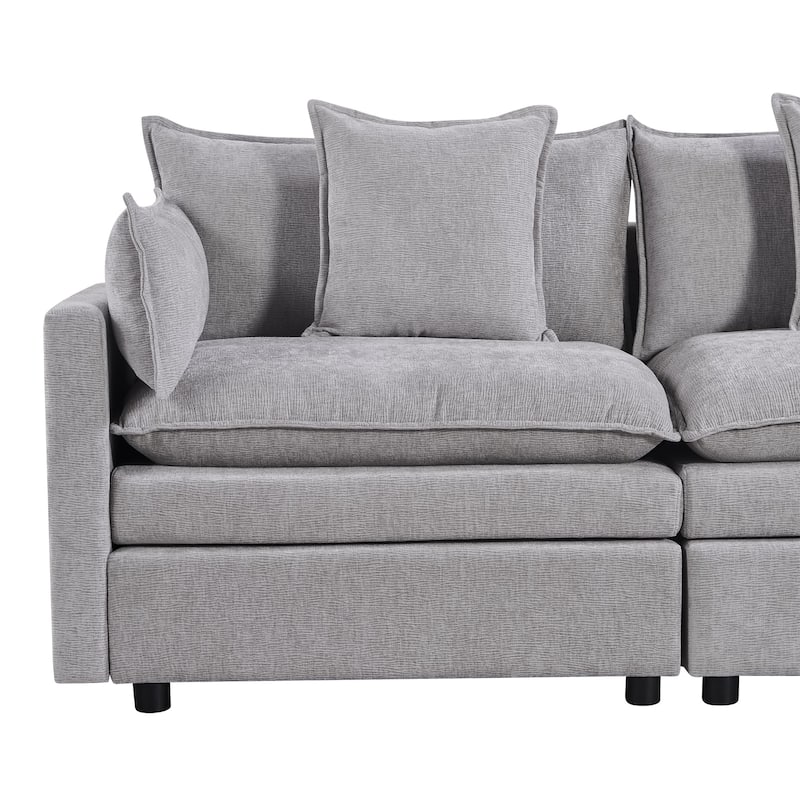 108.66" L-Shaped 4-Seater Sectional Sofa with Convertible Chaise and Ottoman, Spacious Cloud Design