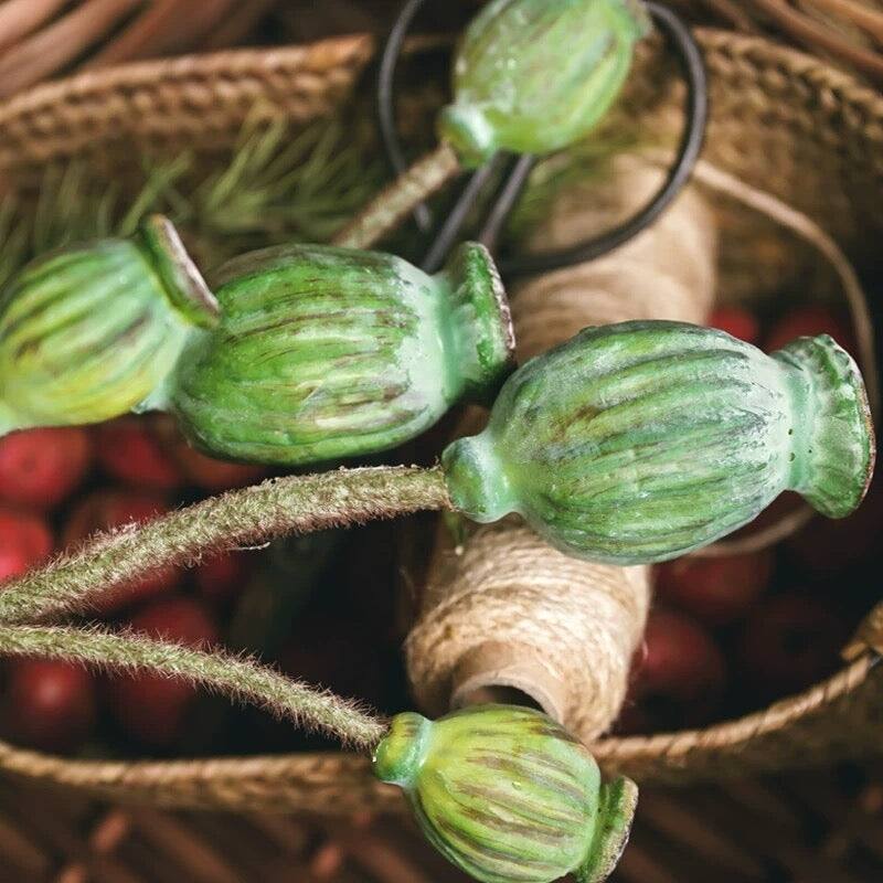 RusticReach Green Poppy Fruit Stem 30.7" Tall 3-Stem Bundle
