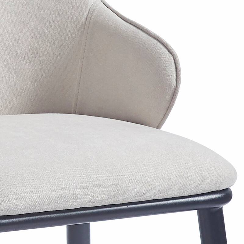 Contemporary Fabric and Metal Dining Chair, Set of 4 - Beige and Black