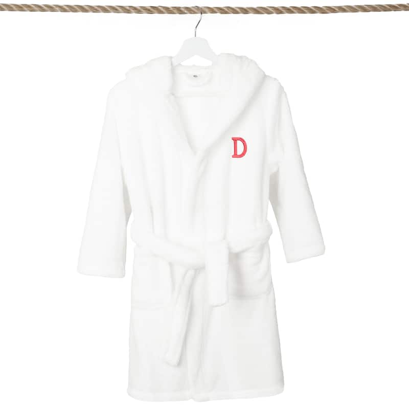 Sweet Kids 100% Polyester SUPER PLUSH Double Brushed Hooded Bathrobe with Pink Bookman Monogram