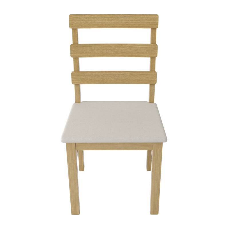 Solid Wood Dining Table Set for 4, includes 1 Rectangle Table & 4 Upholstered Chairs, 5-Piece Kitchen Dining Table & Chair Set