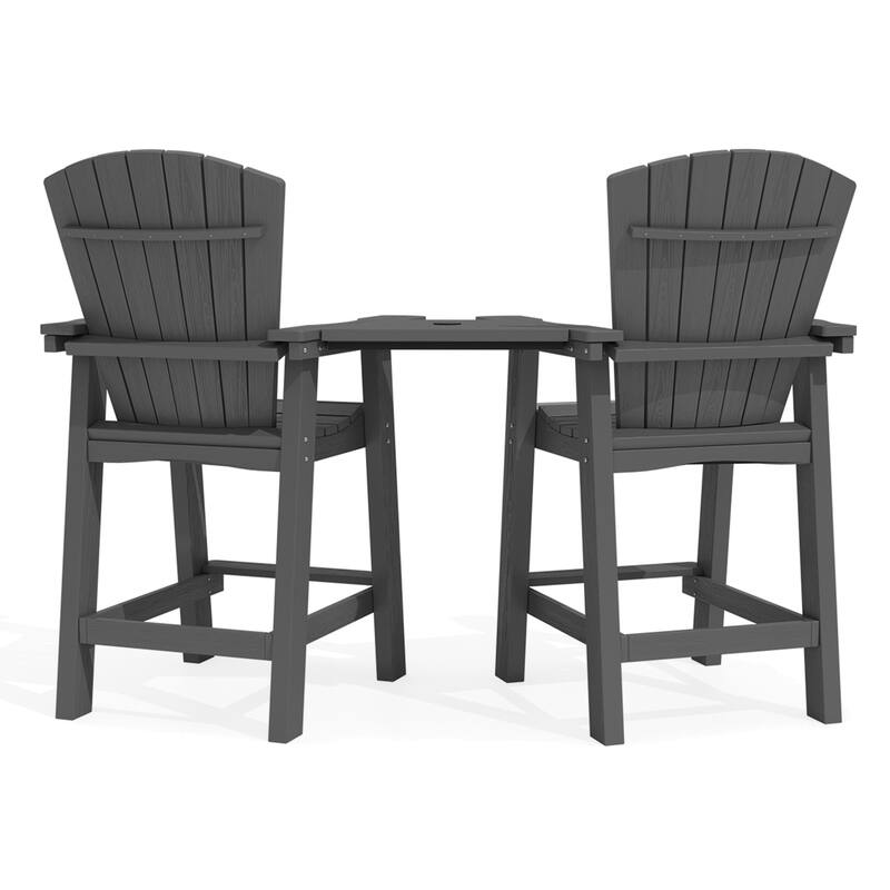 Outdoor Tall Adirondack Chair Set of 2 with Connecting Tray