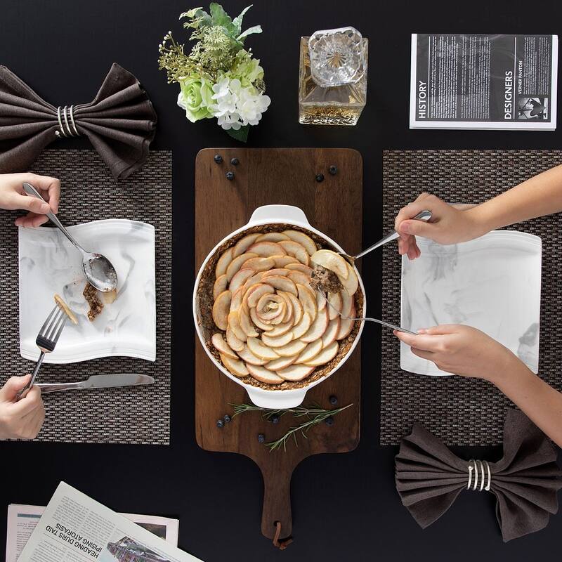MALACASA Marble Grey Porcelain Baking Pan with Handles