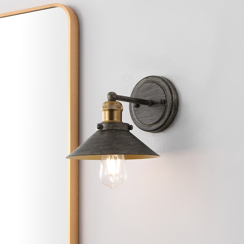 Florence Metal Shade Sconce, by JONATHAN Y - 1-Light - Rustic Dark