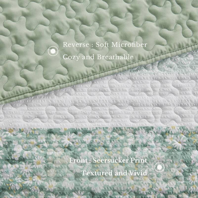 Madison Park Evian 4 Piece Seersucker Quilt Set with Throw Pillow