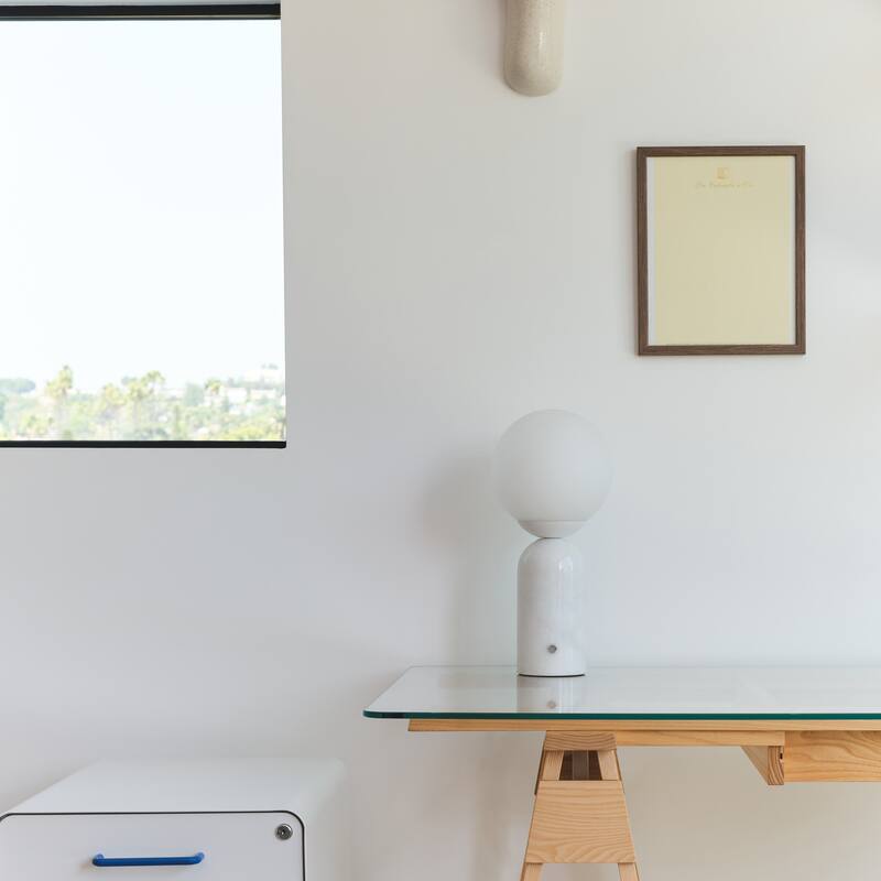 Brightech Mila Tall 15 in. White Mid-Century Modern Integrated LED Bedside Table Lamp with Built-In 3-Way Dimmer (2-Pack)