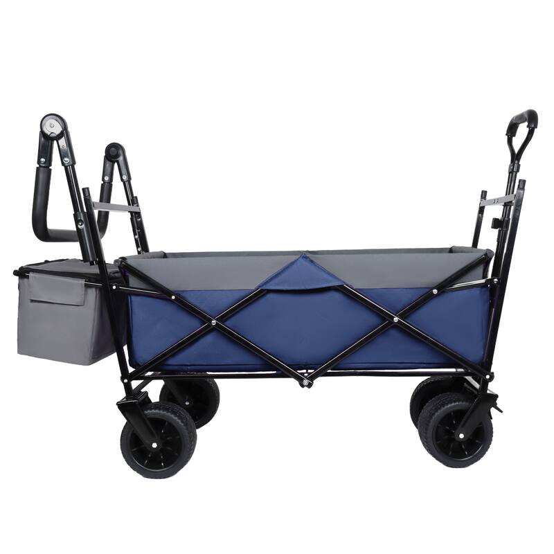 480lb Capacity Collapsible Wagon with Canopy & Push Handle - 7" All-Terrain Wheels, Dark Blue