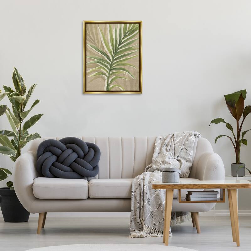 Stupell Rustic Palm Plant Framed Floater Canvas Wall Art Design By June Erica Vess